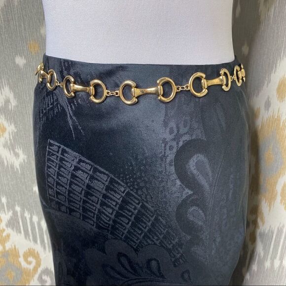 Ralph Lauren Spring 2007 Jet Black Stretch Silk Damask Piano Fringe Pencil Skirt - Picture 11 of 16